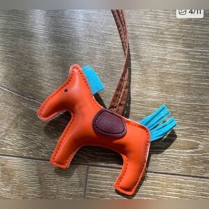 Rodeo Horse Purse Charm-Orange w/ Teal Blue & Brown accents